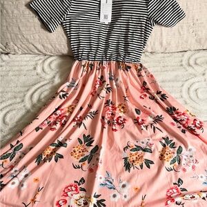 Women’s Striped and Floral Maxi Dress